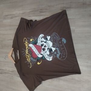 Ed Hardy Brown Graphic T-Shirt for Men